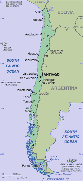 Chilean Clickable Map. Chilean Map. Regions of Chile