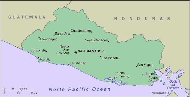 a map of el salvador. Regions of El Salvador