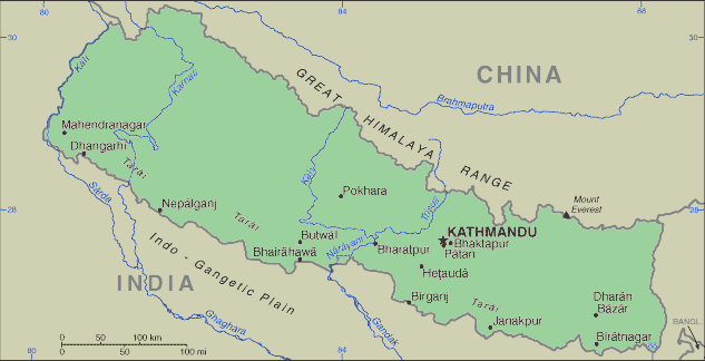 map of nepal. Nepalese Clickable Map