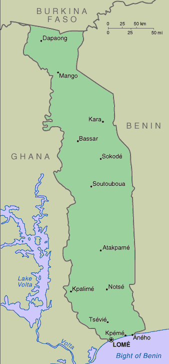 map of togo west africa. Togolese Clickable Map