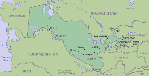 Uzbekistani Map